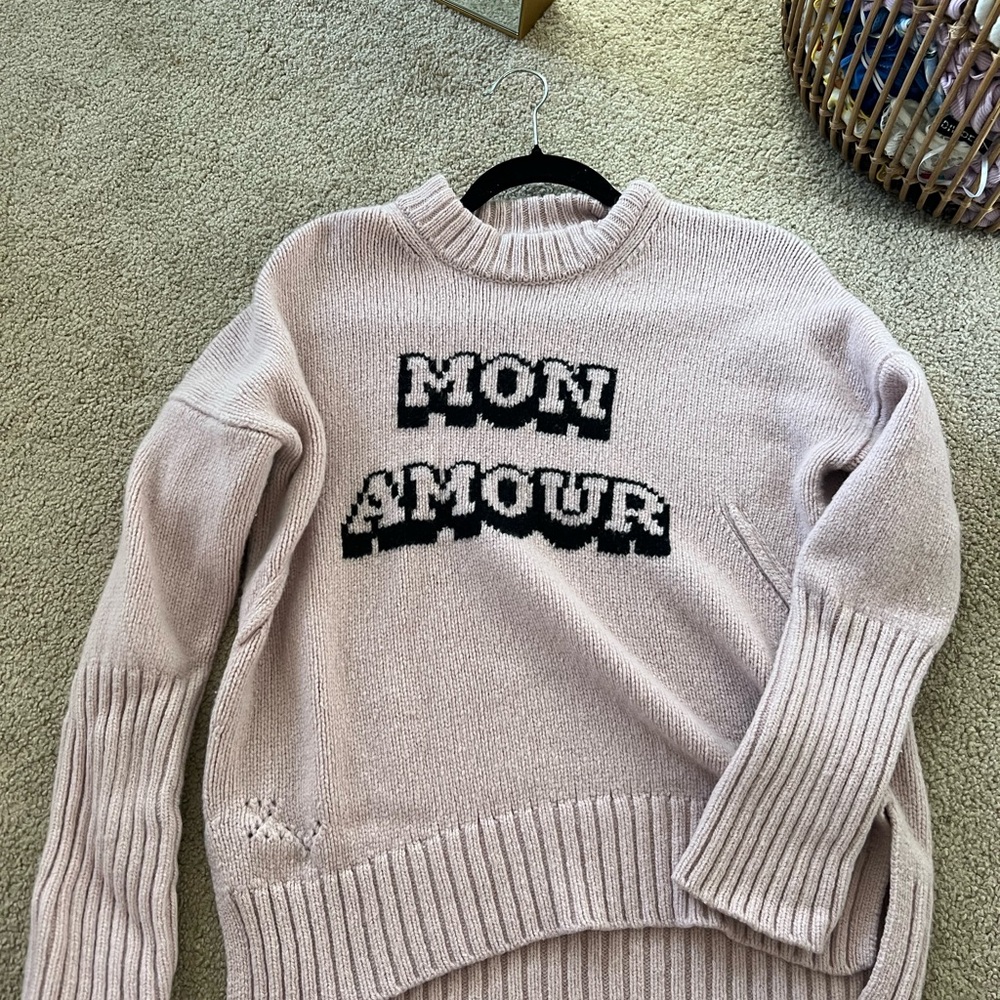 Zadig & Voltaire Pink “Mon Amour” Crew Neck Sweater
